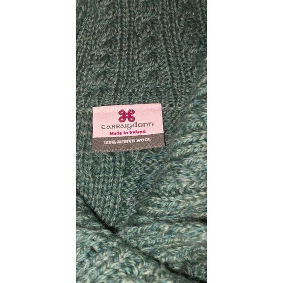 Vintage Carraig Donn Women’s Medium Green 100% Merino Wool Ireland Knit Sweater - Picture 9 of 10